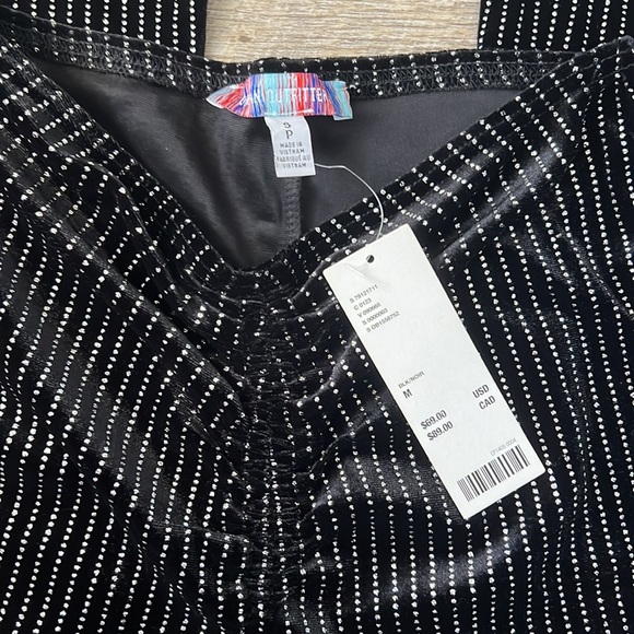 NWT Urban Outfitters Black Sparkly Flare Velvet Pants Size Small - Picture 2 of 4